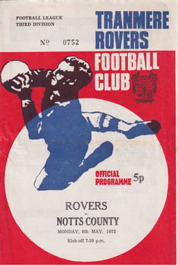 Tranmere Rovers v Notts County Match Programme 1972-05-08
